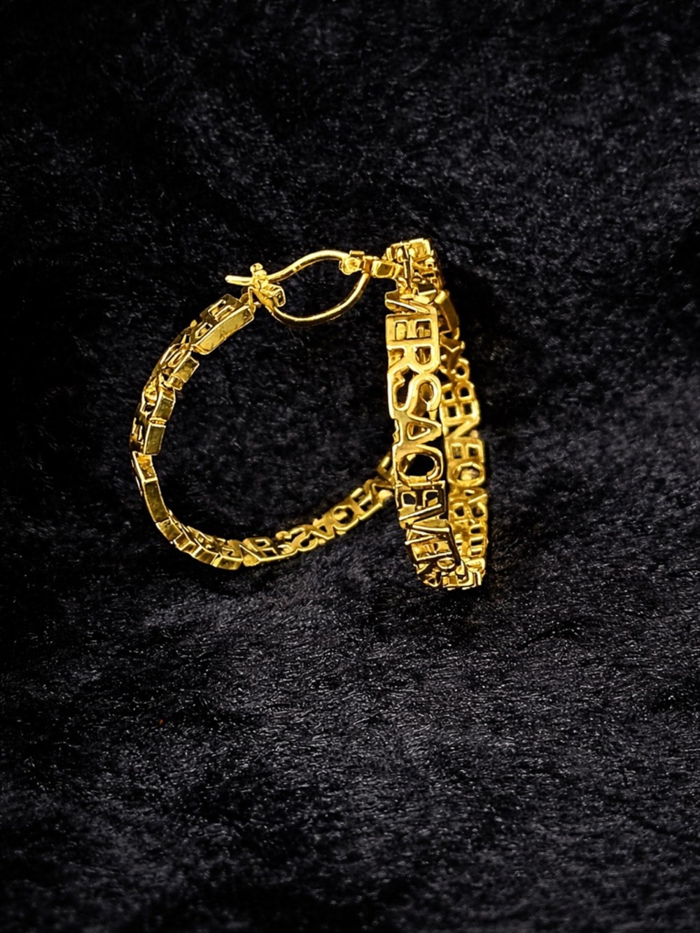 Gold Cutout Logo Lettering Hoop Earrings - Picture 5 of 8